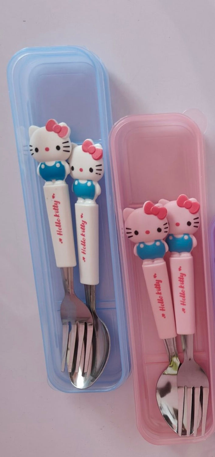 PokuPop Cat with Bow Stainless Steel Spoon and Fork Set with Storage Box, Pack of 11 Pieces | Cute Kids Cutlery Set | Kanya Pujan Gifts, Navratri Return Gifts, Birthday Party Favors & Festive Gifts for Kids | ₹999