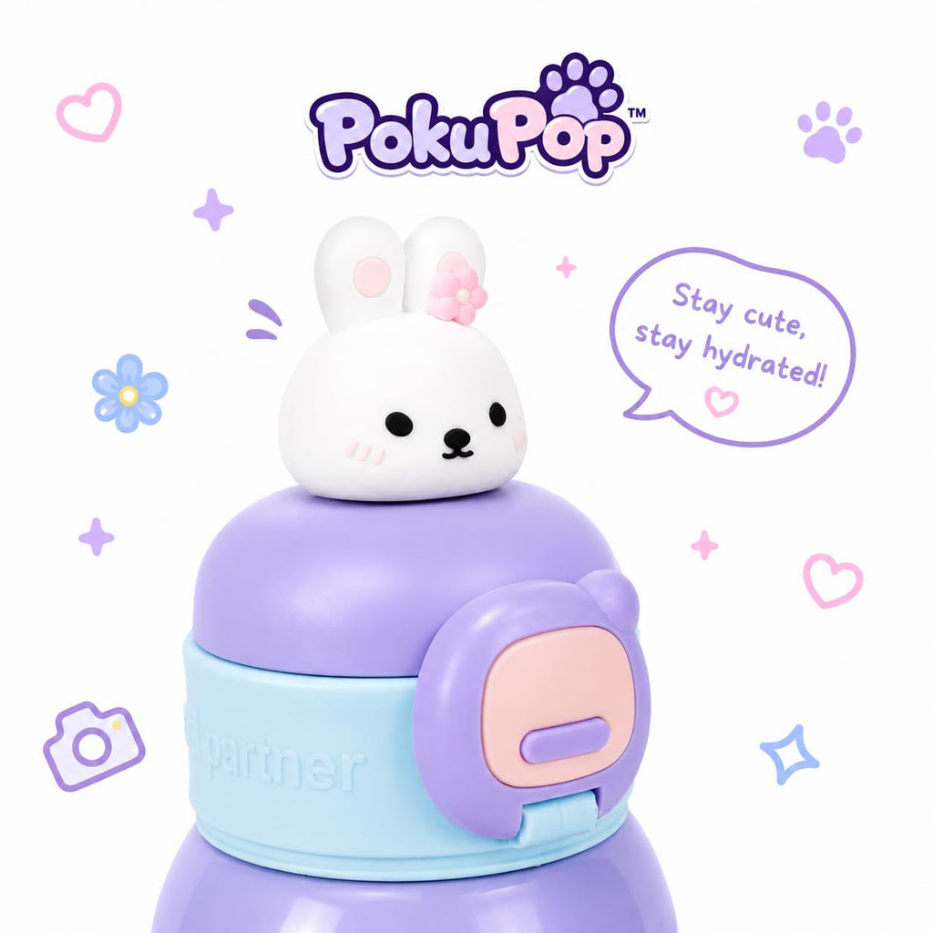 Kids Stainless Steel Water Bottle, Lavender Lulu Bunny | 450ml