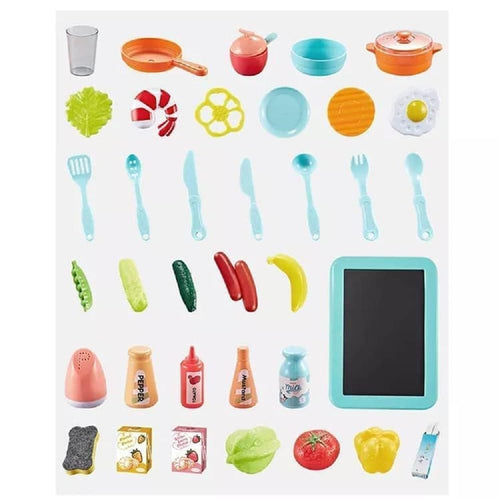 42 pcs Modern Kitchen Set Montessori Play for Kids with Cooking Accessories, Pretend Play Stove, Sink, Oven & Storage Shelves, Interactive Learning Toy for Toddlers, Boys & Girls Ages 3-8 Years