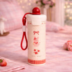 Stainless Steel Water Bottle with Twin Lid (Sip & Gulp) | BPA Free, Leakproof Single Wall Steel Bottle with Carry Handle | Gym, School, Office & Travel Bottle for Kids (Red)