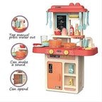 42 pcs Modern Kitchen Set Montessori Play for Kids with Cooking Accessories, Pretend Play Stove, Sink, Oven & Storage Shelves, Interactive Learning Toy for Toddlers, Boys & Girls Ages 3-8 Years