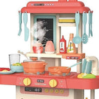 42 pcs Modern Kitchen Set Montessori Play for Kids with Cooking Accessories, Pretend Play Stove, Sink, Oven & Storage Shelves, Interactive Learning Toy for Toddlers, Boys & Girls Ages 3-8 Years