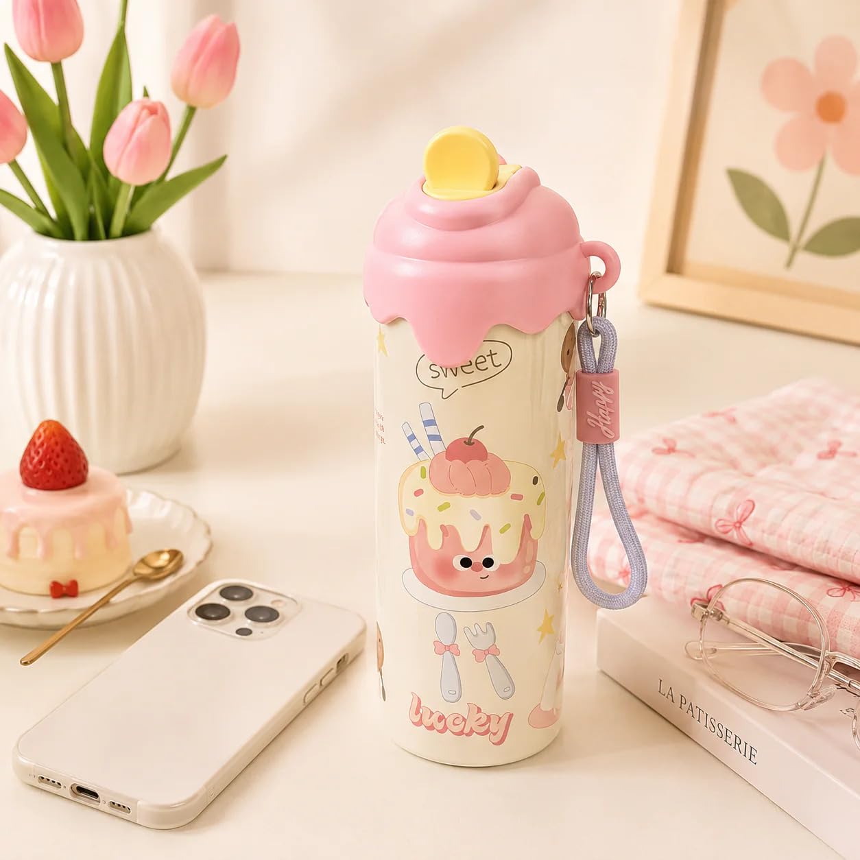 Cute Icecream Water Bottle for School Kids 600 ML