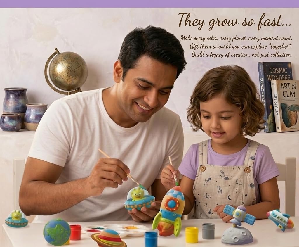 DIY Space Mould & Paint Kit for Kids | Plaster Painting Art & Craft Set with Colours, Brushes, Palette & Molds | Creative Learning Toy | Gift for Boys & Girls Age 5–12