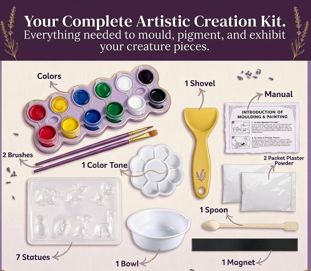 DIY Space Mould & Paint Kit for Kids | Plaster Painting Art & Craft Set with Colours, Brushes, Palette & Molds | Creative Learning Toy | Gift for Boys & Girls Age 5–12
