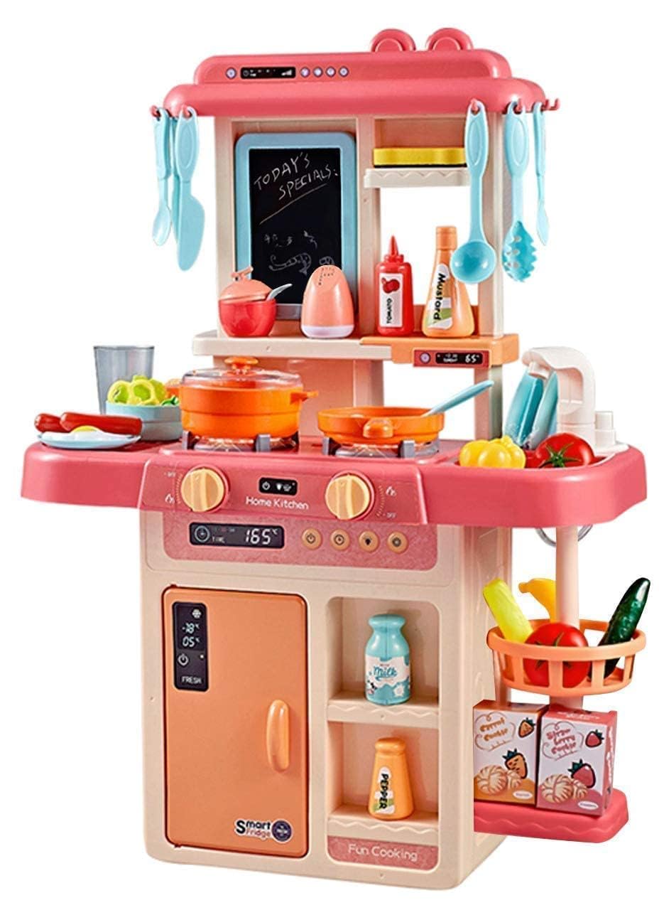 42 pcs Modern Kitchen Set Montessori Play for Kids with Cooking Accessories, Pretend Play Stove, Sink, Oven & Storage Shelves, Interactive Learning Toy for Toddlers, Boys & Girls Ages 3-8 Years
