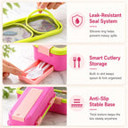 Lunch Box for Kids | SUS 304 Food-Grade Stainless Steel | Bento Box with Leakproof Container & Cutlery | Tiffin Box for School & Picnic Dino Kids Sleek Bento Box - 3 Compartment
