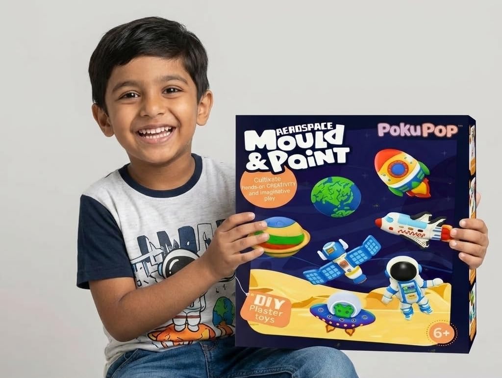 DIY Space Mould & Paint Kit for Kids | Plaster Painting Art & Craft Set with Colours, Brushes, Palette & Molds | Creative Learning Toy | Gift for Boys & Girls Age 5–12