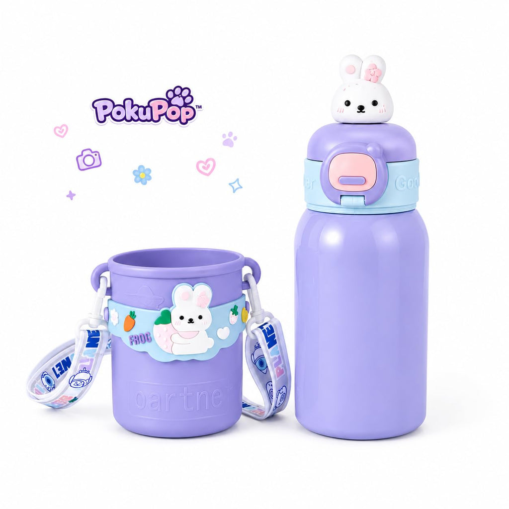 Kids Stainless Steel Water Bottle, Lavender Lulu Bunny | 450ml
