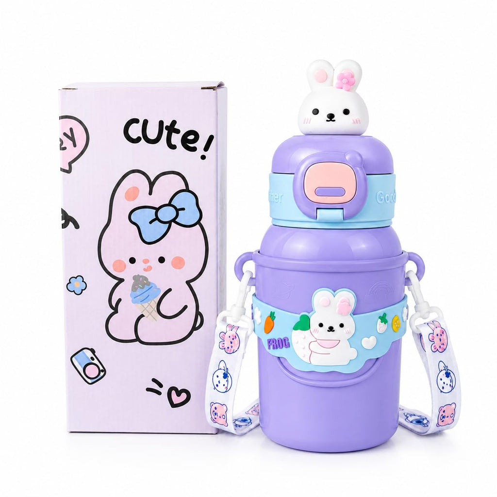 Kids Stainless Steel Water Bottle, Lavender Lulu Bunny | 450ml