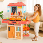 42 pcs Modern Kitchen Set Montessori Play for Kids with Cooking Accessories, Pretend Play Stove, Sink, Oven & Storage Shelves, Interactive Learning Toy for Toddlers, Boys & Girls Ages 3-8 Years