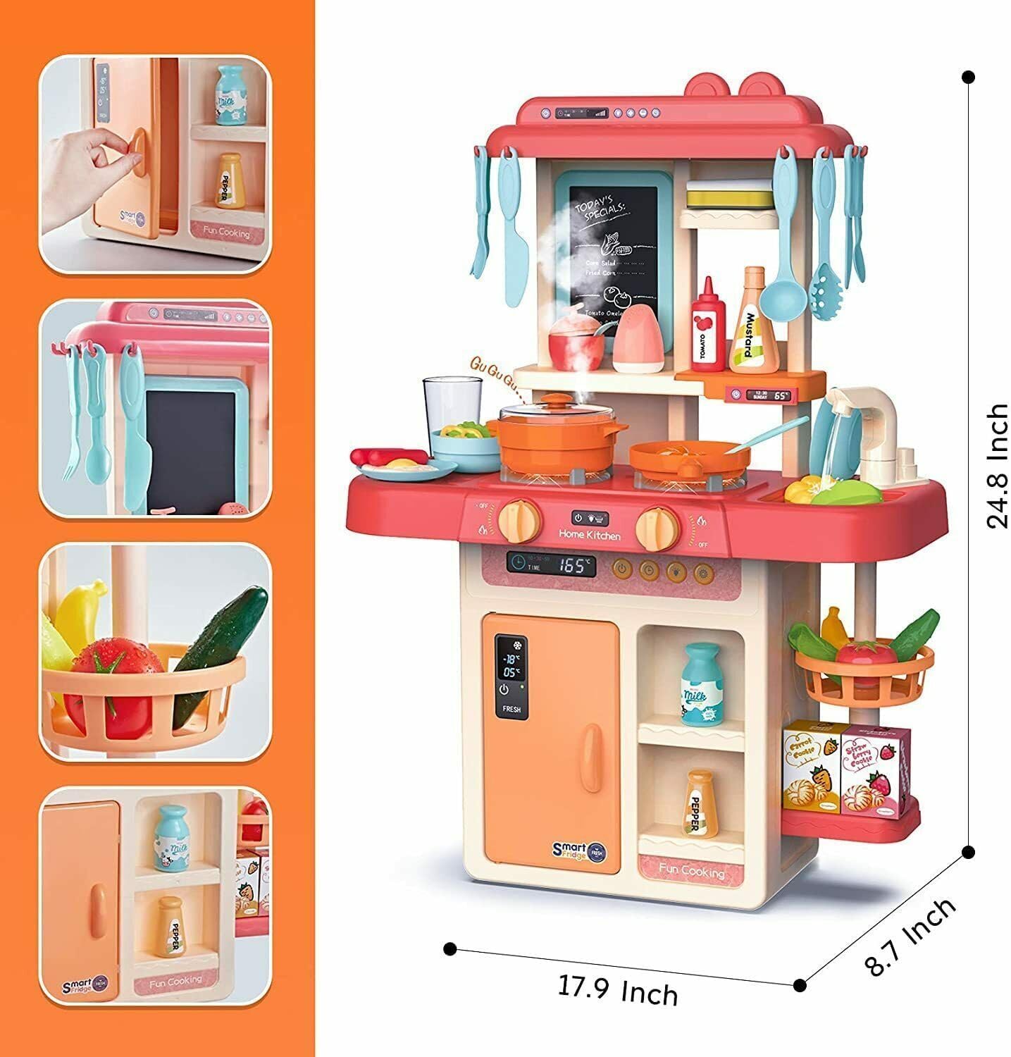 42 pcs Modern Kitchen Set Montessori Play for Kids with Cooking Accessories, Pretend Play Stove, Sink, Oven & Storage Shelves, Interactive Learning Toy for Toddlers, Boys & Girls Ages 3-8 Years