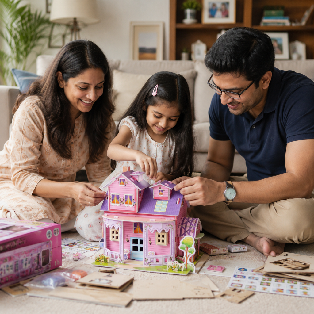 PokuPop 3D Puzzle House Kit for Kids 5+ | DIY Miniature Villa Building Toy for School Projects, STEM Learning & Craft Activities
