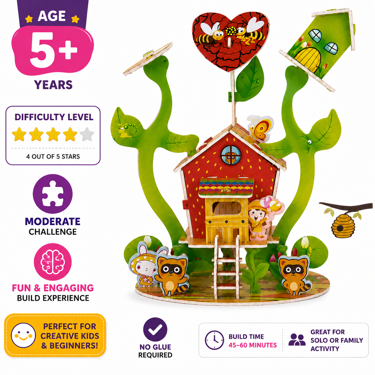 PokuPop 3D Puzzle House Kit for Kids 5+ | DIY Miniature Villa Building Toy for School Projects, STEM Learning & Craft Activities