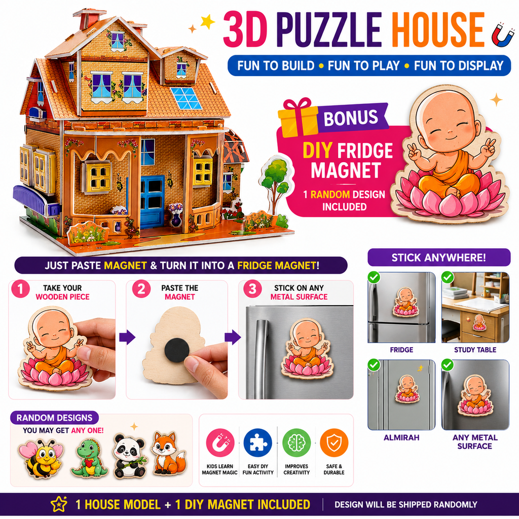 PokuPop 3D Puzzle House Kit for Kids 5+ | DIY Miniature Villa Building Toy for School Projects, STEM Learning & Craft Activities