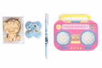 Fun Stationery Return Gift Hamper for Kids – Radio Pouch + Magic Pen + Paper Soap + DIY Craft MDF animal