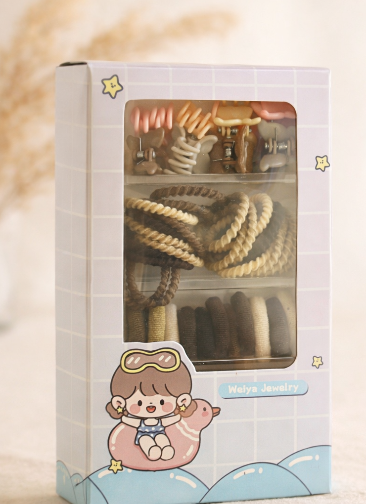 Earth Tone Hair Accessories Set – Everyday Neutral Shades (Assorted Design)