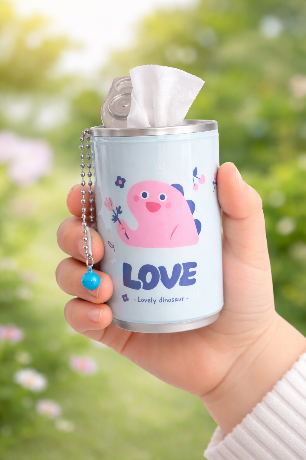 PokuPop Bon Voyage Dino Mini Wet Wipes Can (30 pcs) – Reusable Travel Tissue Can for Kids | Portable Pocket Wipes Dispenser for School, Car, Diaper Bag & Return Gifts