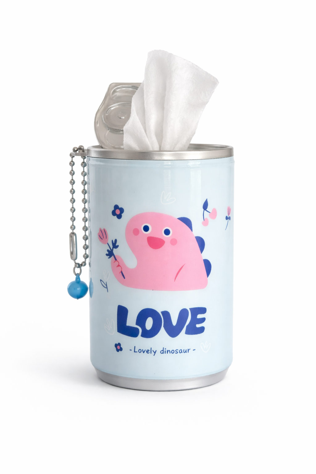PokuPop Bon Voyage Dino Mini Wet Wipes Can (30 pcs) – Reusable Travel Tissue Can for Kids | Portable Pocket Wipes Dispenser for School, Car, Diaper Bag & Return Gifts