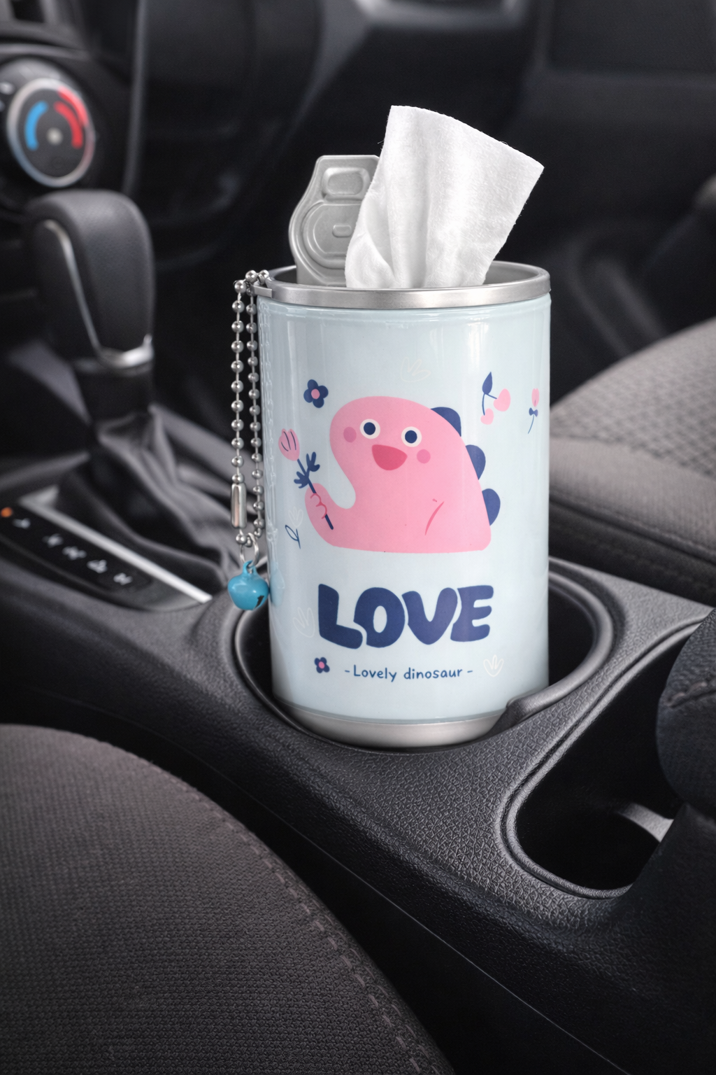 PokuPop Bon Voyage Dino Mini Wet Wipes Can (30 pcs) – Reusable Travel Tissue Can for Kids | Portable Pocket Wipes Dispenser for School, Car, Diaper Bag & Return Gifts