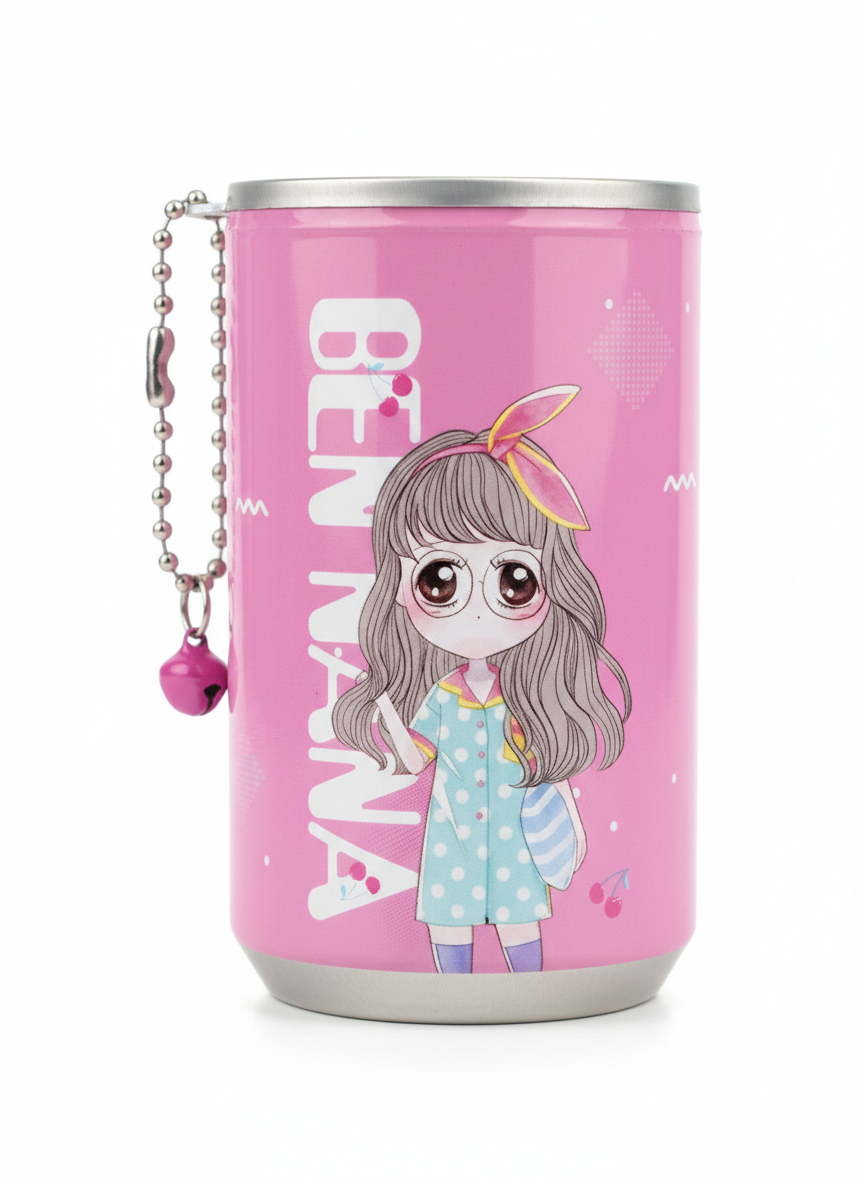 Cute Cartoon Girl Wet Wipes Mini Can – Pocket Wet Tissue for Kids | Travel & School Hygiene (Reusable Tin Pack)