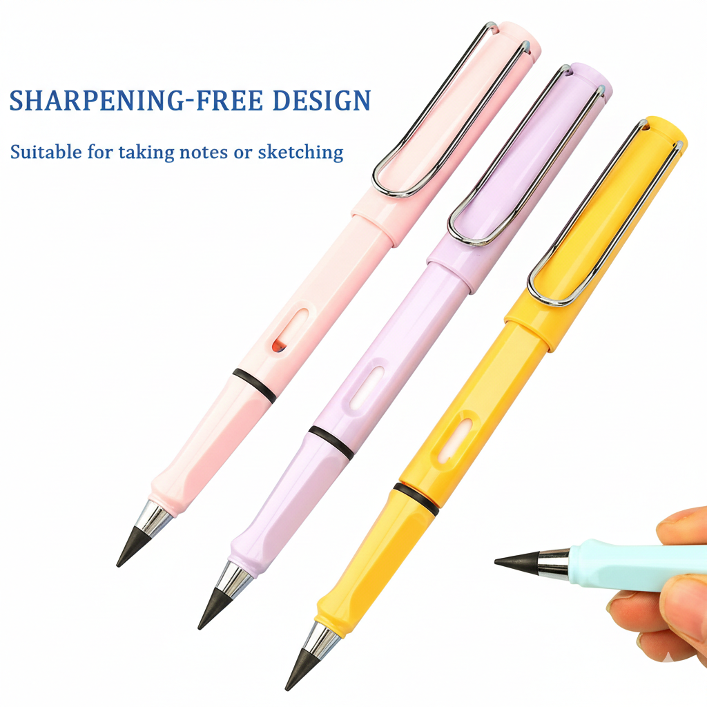 PokuPop Ever Write Infinite Pencil with Refillable Eraser | Reusable Writing & Doodle Pencil for Kids & Students | Lightweight Eco-Friendly Pencil | Assorted Colors | 14 cm (Pack of 1))