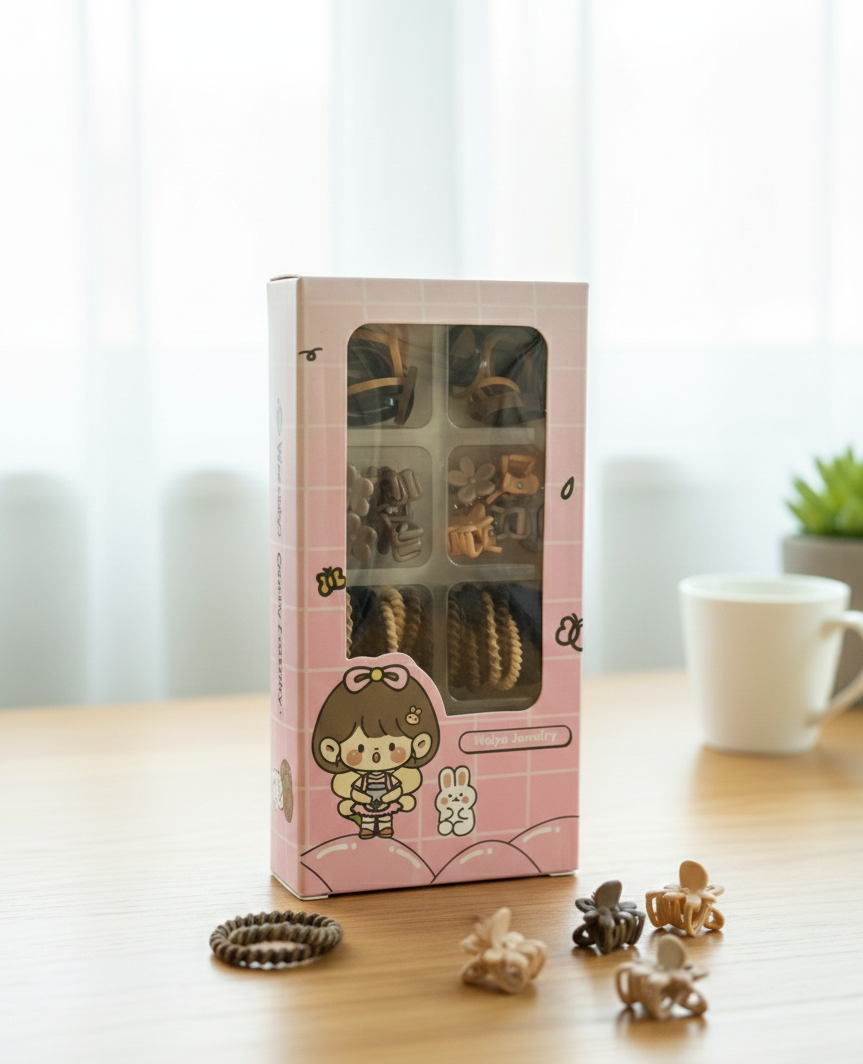 Earth Tone Hair Accessories Set – Everyday Neutral Shades (Assorted Design)