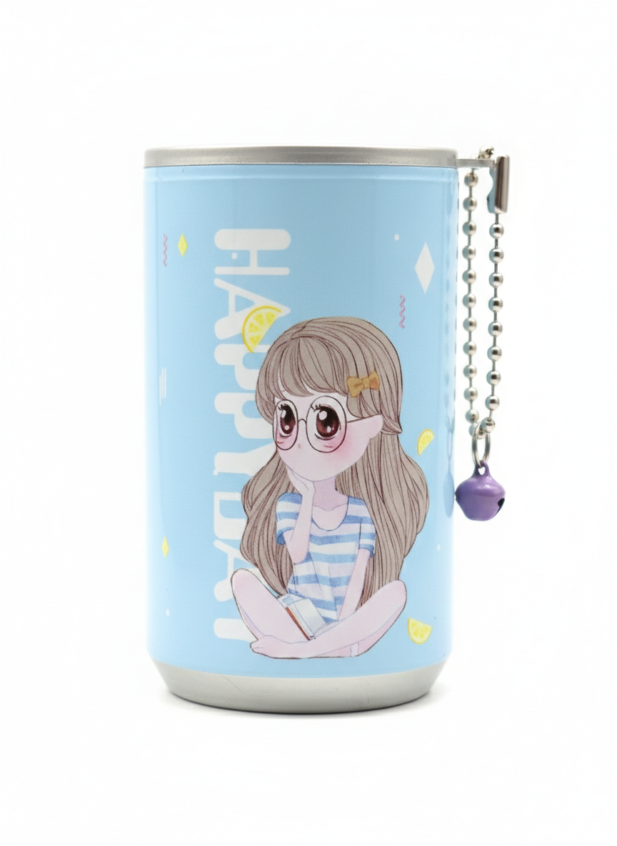 Cute Cartoon Girl Wet Wipes Mini Can – Pocket Wet Tissue for Kids | Travel & School Hygiene (Reusable Tin Pack)