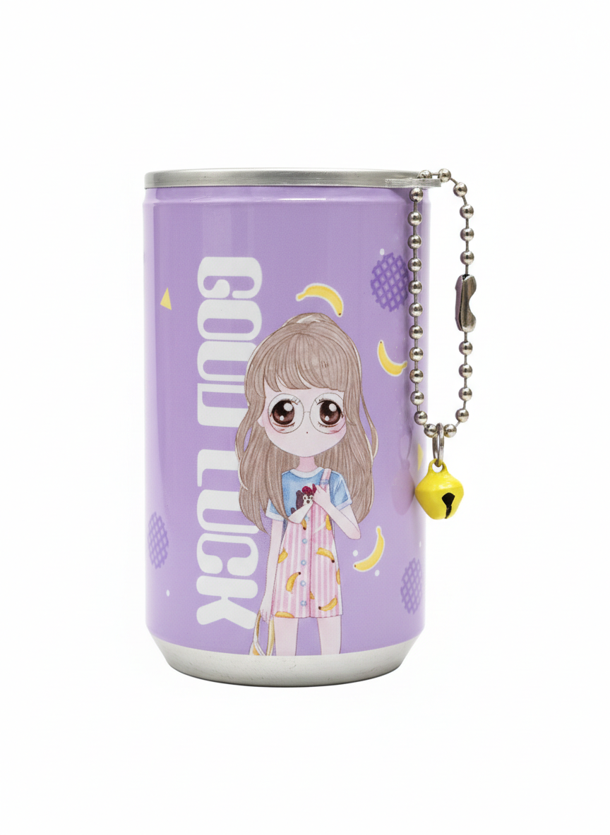Cute Cartoon Girl Wet Wipes Mini Can – Pocket Wet Tissue for Kids | Travel & School Hygiene (Reusable Tin Pack)