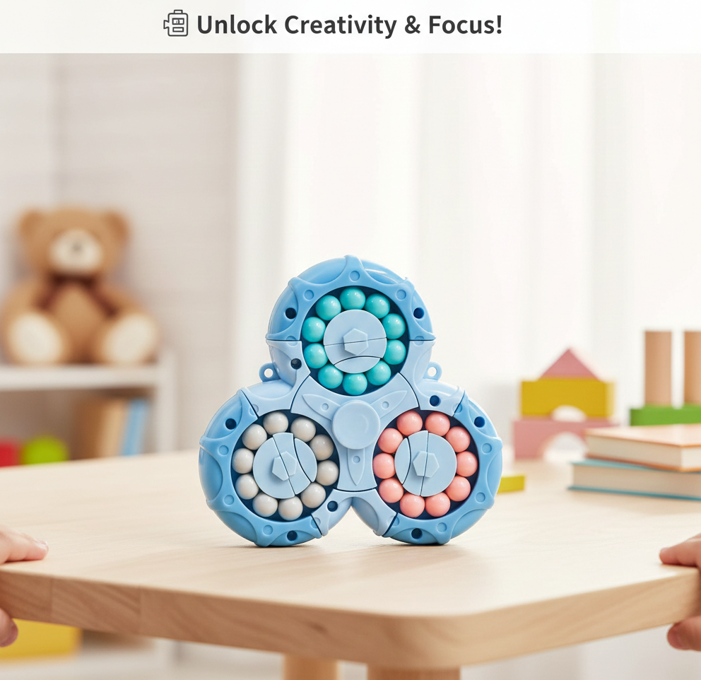 Magic Bean Rotating Puzzle Cube – Stress Relief Fidget Toy for Kids