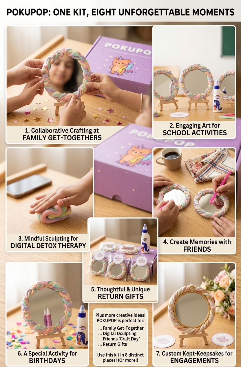 DIY Clay Mirror Kit for Kids | 6-Inch Craft Mirror with Easel | Creative Gift & Activity Kit
