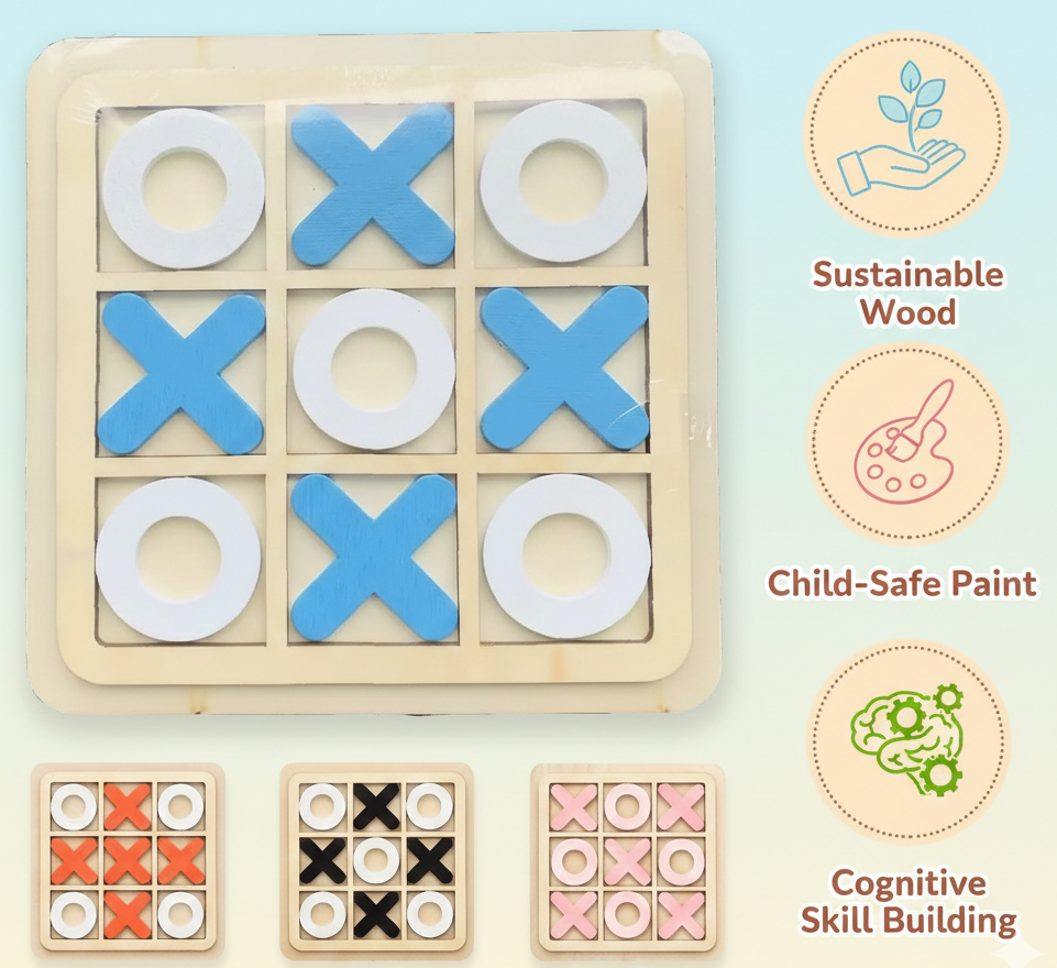 XO Tic-Tac-Toe Wooden Game