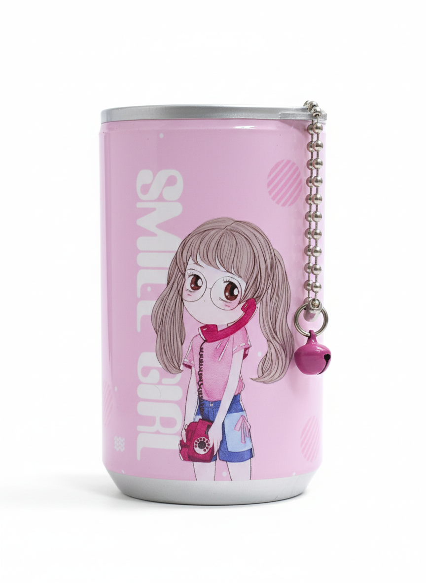 Cute Cartoon Girl Wet Wipes Mini Can – Pocket Wet Tissue for Kids | Travel & School Hygiene (Reusable Tin Pack)