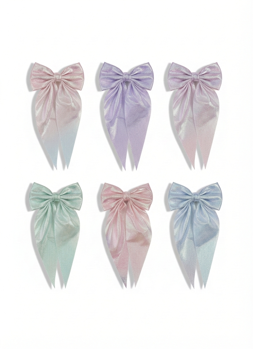 Shimmering Pastel Bow Set – Perfect for Kanya Pujan & Festive Celebrations