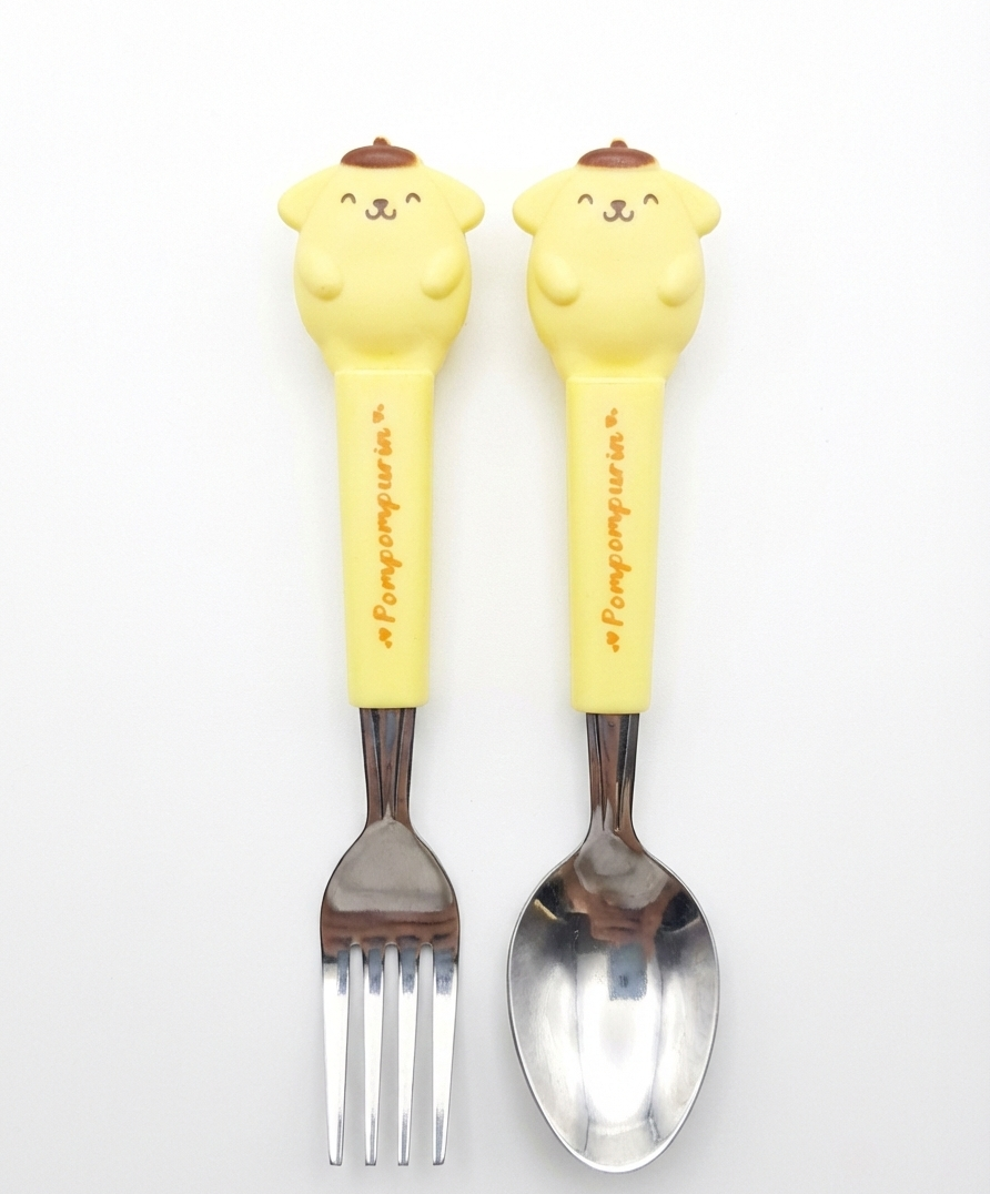 Pompompurin Set of 2 Fork and Spoon Cutlery | Lightweight Stainless Steel Kids Utensils for Toddlers & School Lunches