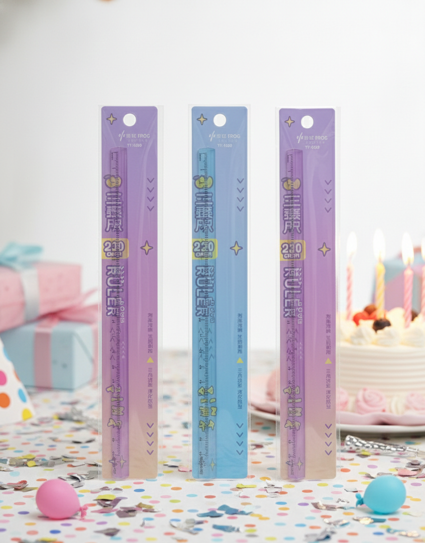 PokuPop Multicolor Triangle Scale 20 cm Pack of 3 | Plastic Geometry Ruler Set for Kids | Math Drawing Tool for School | Birthday Return Gifts, Party Favors, Goodie Bag Fillers, Stationery