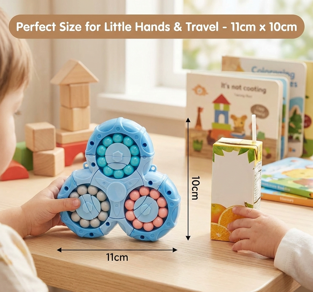 Magic Bean Rotating Puzzle Cube – Stress Relief Fidget Toy for Kids