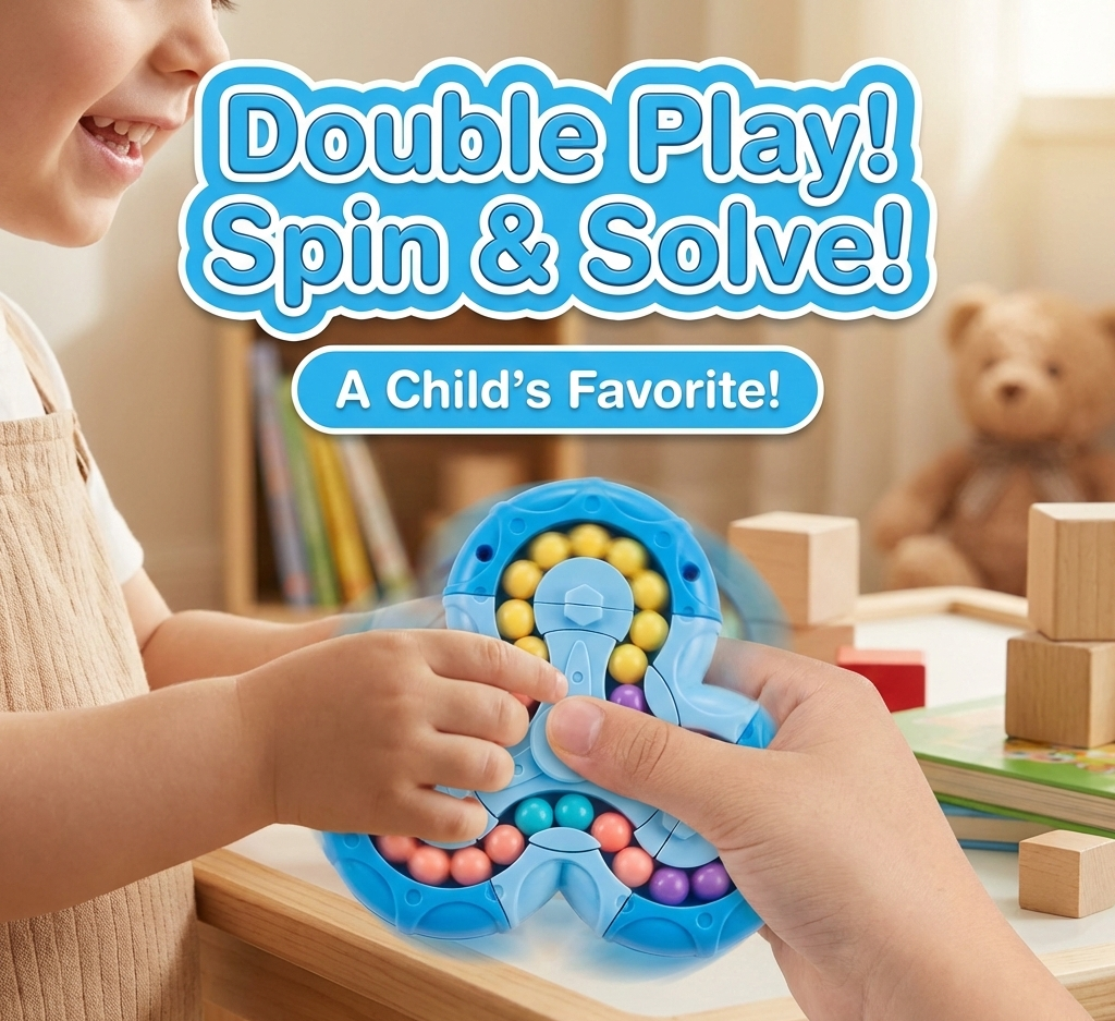 Magic Bean Rotating Puzzle Cube – Stress Relief Fidget Toy for Kids