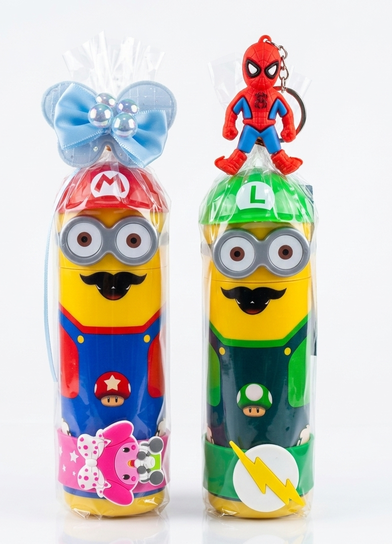 Minion Return Gifts for Kids Birthday Party | Assorted Hair Clips or Keychain + Slap Bands | Cartoon Theme Return Gift Combo for Boys & Girls | Party Favors for Kids | School Prize Gifts
