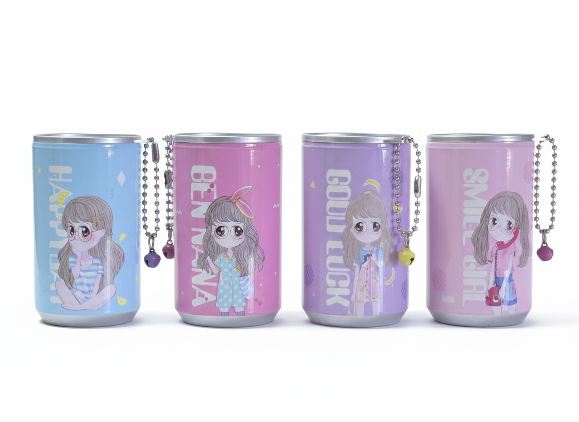 Cute Cartoon Girl Wet Wipes Mini Can – Pocket Wet Tissue for Kids | Travel & School Hygiene (Reusable Tin Pack)