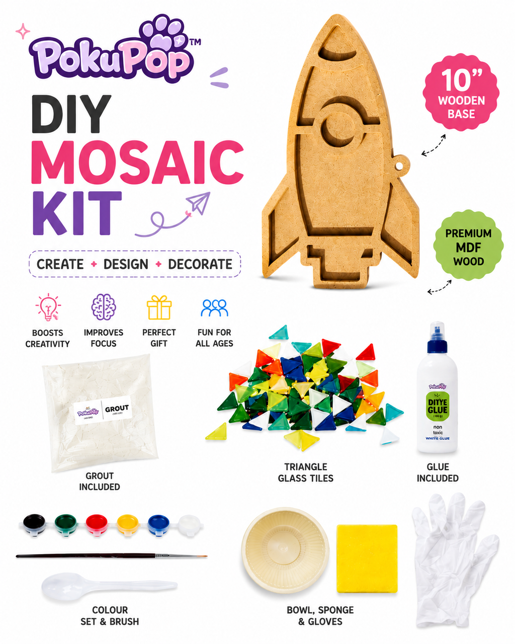 DIY Mosaic Art Base for Kids for DIY Art & Craft